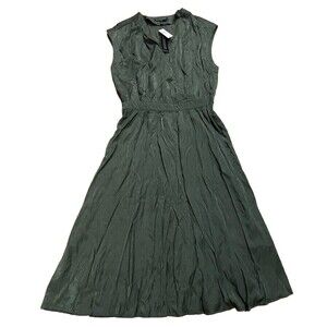 NWT Banana Republic Women Med. Sleeveless Midi Olive Green Elastic Waist Dress